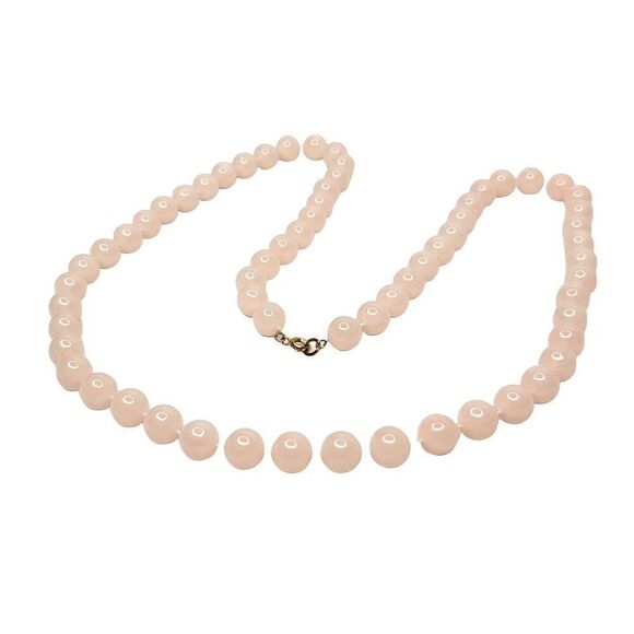 Vintage Plastic Bead Necklace Pink Semi Translucent 3/8" Bead 30" Length - Picture 1 of 2